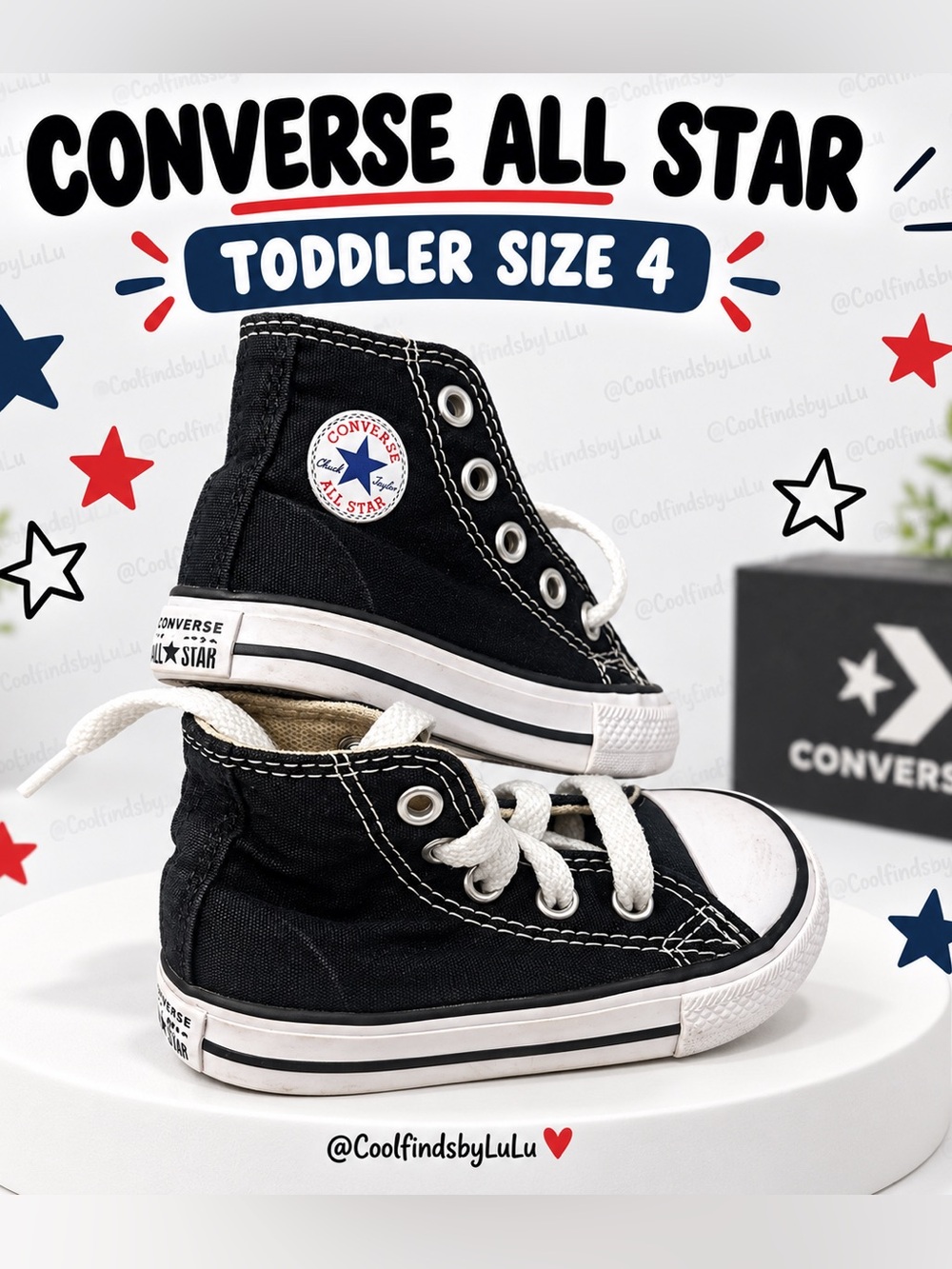 Converse All Star Toddler Black High-Top Sneakers - Size 4